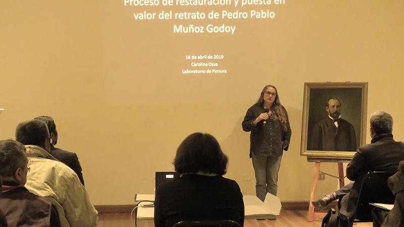Charla "En torno a los Procesos de Restauración del Óleo de Pedro Pablo Muñoz" dictada por Carolina Ossa en el Museo Histórico Gabriel González Videla.