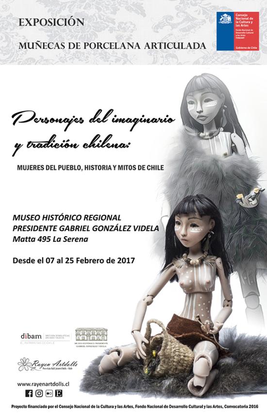 Exposición "Rayen Artdolls, personajes del imaginario y tradición chilena: mujeres del pueblo, mistoria y mitos de Chile" en el Museo Histórico Regional Gabriel González Videla