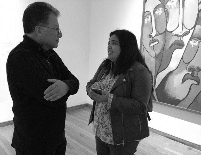 Jorge Martínez en la inauguración de su exposición &quot;Bandada de Girasoles&quot;
