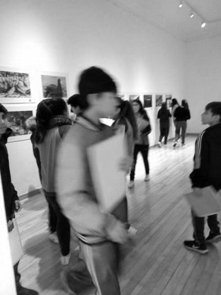 Estudiantes visitando la exposición &quot;Habitantes Insulares&quot;.